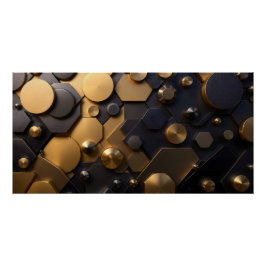 Geometrische Abstrakte Mauer Art - Gold und Bl Poster