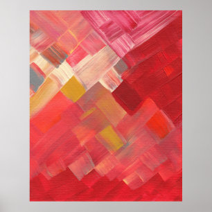 Geometrische abstrakte Pinselstriche Rot, Pink & G Poster