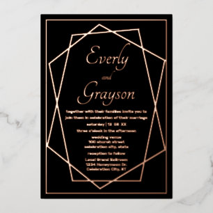 Geometrische Abstrakte Rahmen Rose Gold Wedding fü Folieneinladung