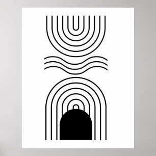 Geometrische abstrakte schwarze zeitgenössische Mi Poster