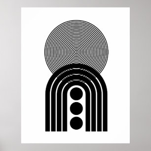 Geometrische abstrakte schwarze zeitgenössische Mi Poster