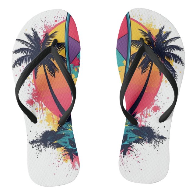 Geometrische abstrakte Surf-Kunst Flip Flops - Bun (Fußbett)