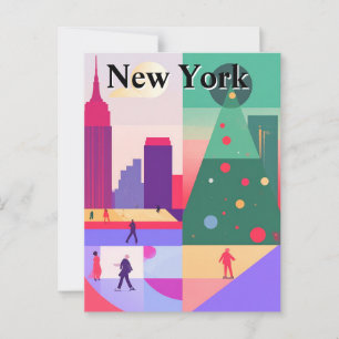 Geometrische Abstrakte Weihnachten New York City T Postkarte