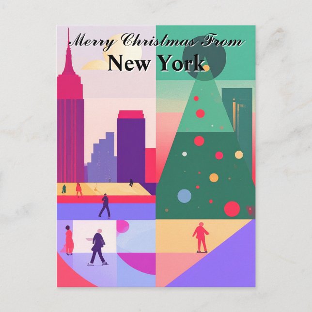 Geometrische Abstrakte Weihnachtsgrüße New York Postkarte (Vorderseite)