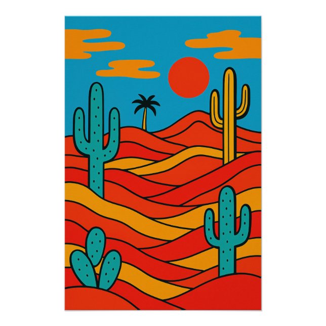 Geometrische abstrakte Wüstenlandschaft Poster (Vorderseite)