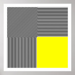 Geometrische Abstraktion, gelbes Quadrat mit B/W S Poster