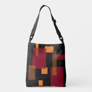 Geometrische Abstraktion Rotes Orangenbraun Schwar Tragetaschen Mit Langen Trägern