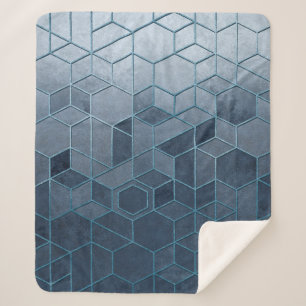 Geometrische Abstraktion von Hexagonen auf blauem Sherpadecke