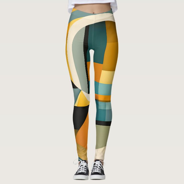 Geometrische Abstraktionskreise und Rechtecke Leggings (Vorderseite)