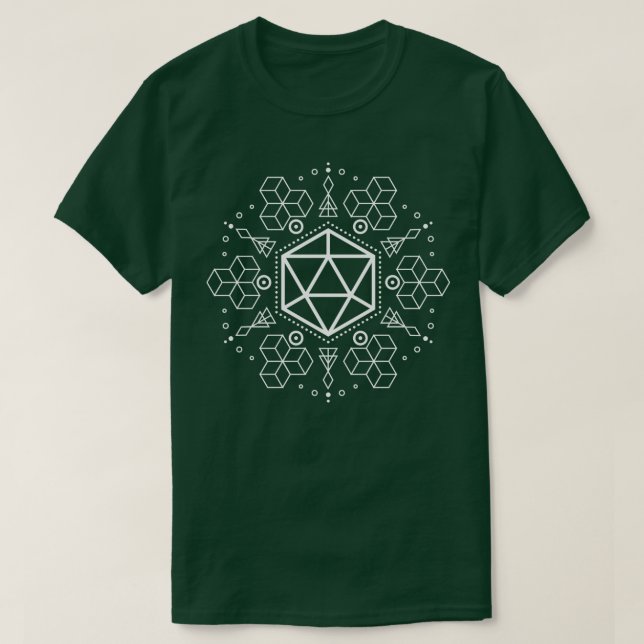 Geometrische Alchemy Symbole Polyhedral D20 Dice T T-Shirt (Design vorne)