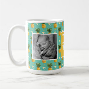 Geometrische Ananas-Muster LIEBE mit Fotos Tasse