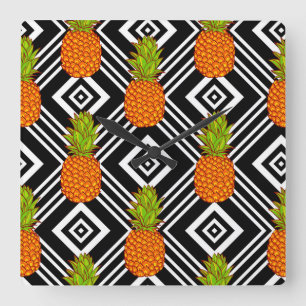 Geometrische Ananas Quadratische Wanduhr