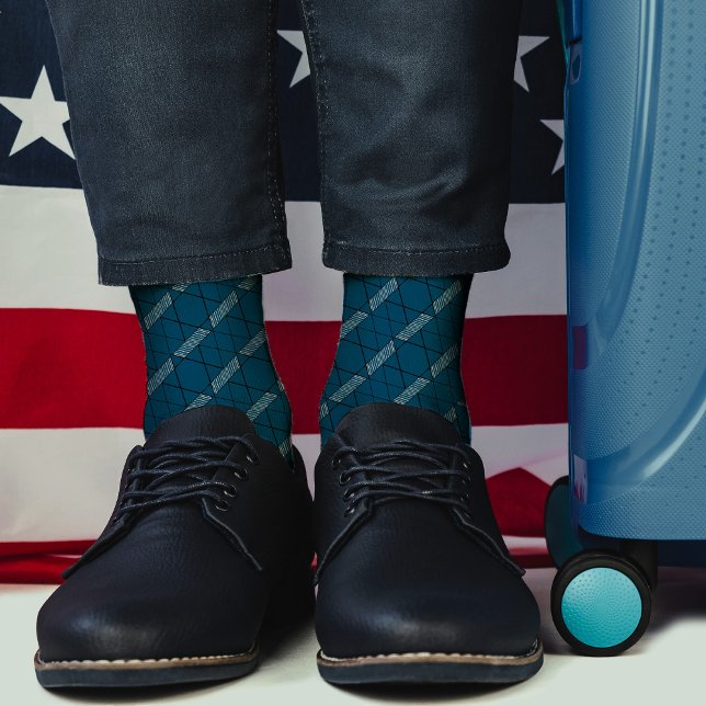 Geometrische aquamarine Abstrakte Musterstreifen Socken (Von Creator hochgeladen)