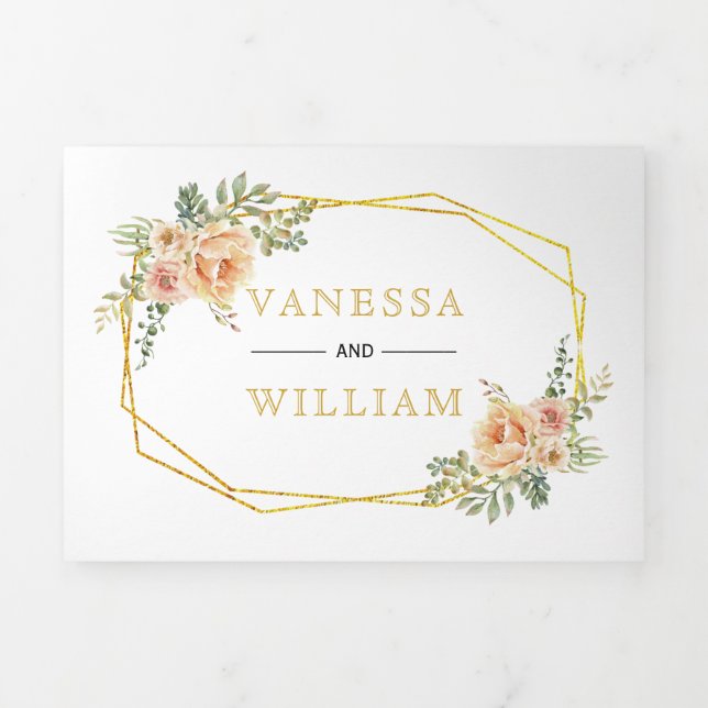 geometrische Aquarellfarben-Blume Dreifach Gefaltete Einladung (Cover)