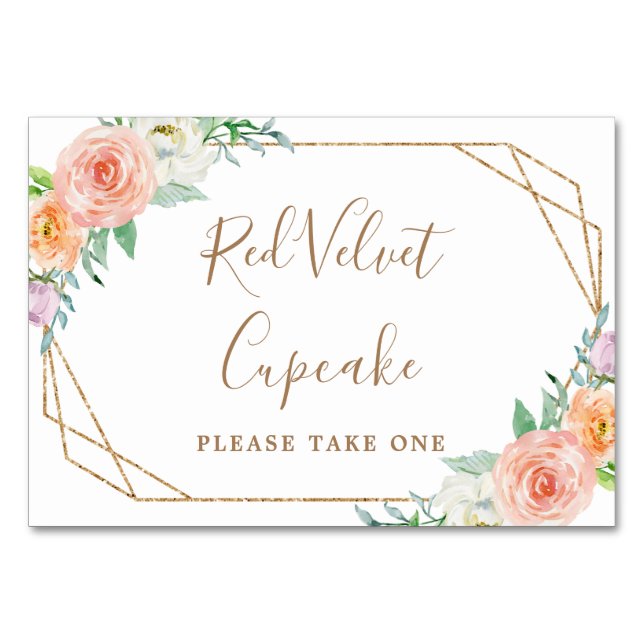 Geometrische Aquarellfarben-Blume für Hochzeitstic Tischnummer (Vorderseite)