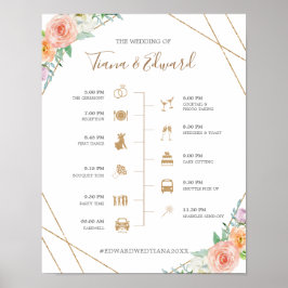 Geometrische Aquarellfarben-Blume Hochzeitzeitssym Poster