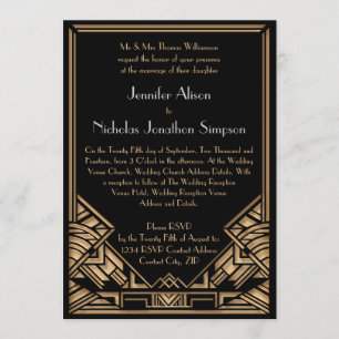 Geometrische Art Deco Gatsby Style Wedding Einladu Einladung