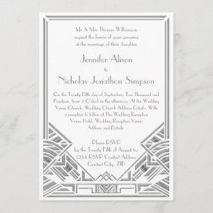 Geometrische Art Deco Gatsby Style Wedding Einladu Einladung
