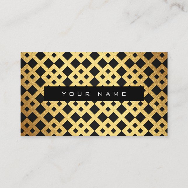 Geometrische Art Deco Golden Black Vip Visitenkarte (Vorderseite)
