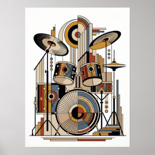 Geometrische Art Deco Jazz Poster