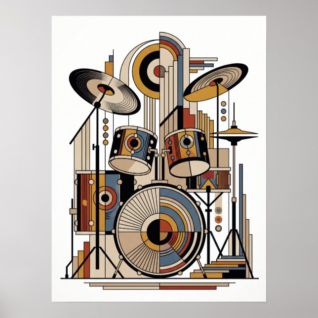 Geometrische Art Deco Jazz Poster (Vorne)
