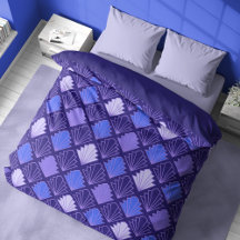 Geometrische Art Deco Muscheln Blau Velvet Duvet A