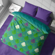 Geometrische Art Deco Muscheln Grünes Duvet Cover