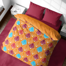 Geometrische Art Deco Muscheln Orange Duvet Cover