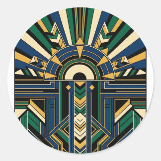 Geometrische Art Deco Sunburst Runder Aufkleber