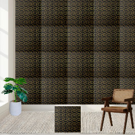 Geometrische Art Deco Tile - Schwarz und Gold Fliese