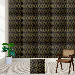 Geometrische Art Deco Tile - Schwarz und Gold Fliese