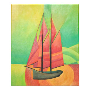 Geometrische Art des Abstrakten Segelbootes in Kub Fotodruck