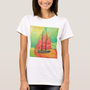 Geometrische Art des Abstrakten Segelbootes in Kub T-Shirt