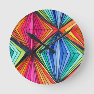 Geometrische Art des Regenbogens Runde Wanduhr