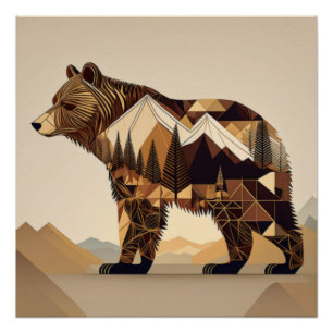 Geometrische Bärenart Poster
