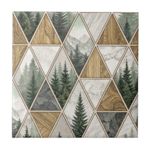 Geometrische Berg- und Kiefernwald-Fliesenmuster-K Fliese