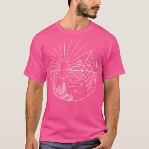 Geometrische Berge Linie Art Sun Moon Landschaft A T-Shirt