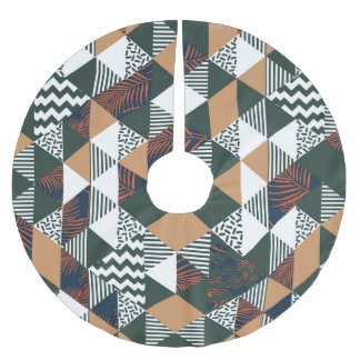 Geometrische Blätter aus Palmen, trendy Muster Polyester Weihnachtsbaumdecke