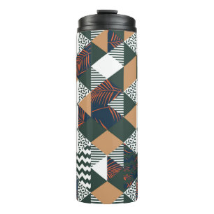 Geometrische Blätter aus Palmen, trendy Muster Thermosbecher