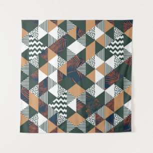 Geometrische Blätter aus Palmen, trendy Muster Wandteppich