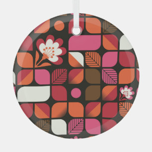 Geometrische Blätter Blume Nahtloses Muster Ornament Aus Glas