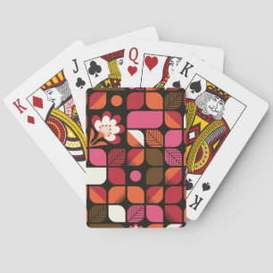 Geometrische Blätter Blume Nahtloses Muster Spielkarten