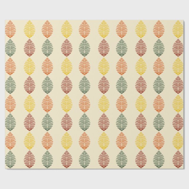 Geometrische Blätter | Herbstfarben Geschenkpapier (Flach)