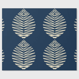 Geometrische Blätter | Navy und Beige Geschenkpapier