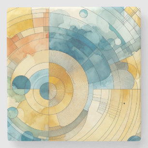geometrische Blau- und Gelbfärbung Abstrakt Steinuntersetzer