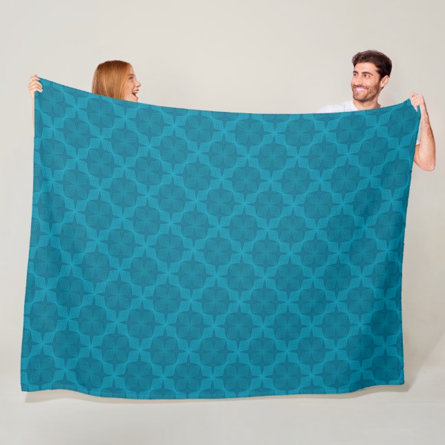 Geometrische blaue Art Deco Fleecedecke (Beispiel)