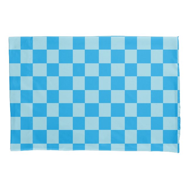 Geometrische blaue quadratische Blöcke Kissenbezug (Vorderseite)