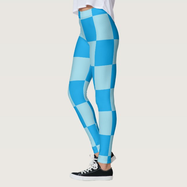 Geometrische blaue quadratische Blöcke Leggings (Links)