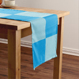 Geometrische blaue quadratische Blöcke Mittelgroßer Tischläufer