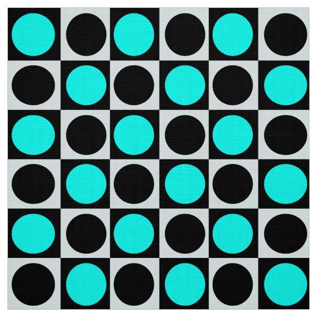 Geometrische blaue schwarze Punkte Stoff (Muster)
